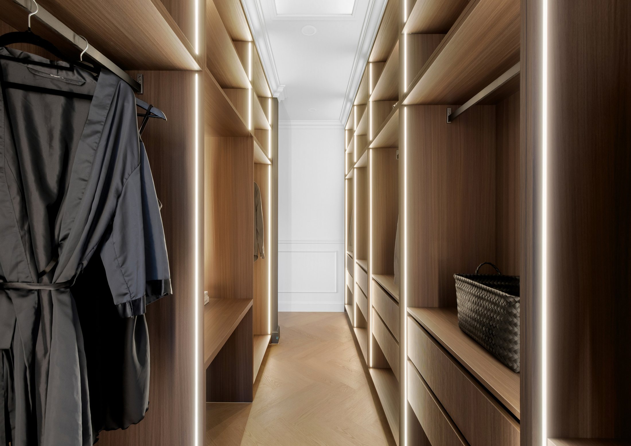 Walk-in robe with integrated lighting