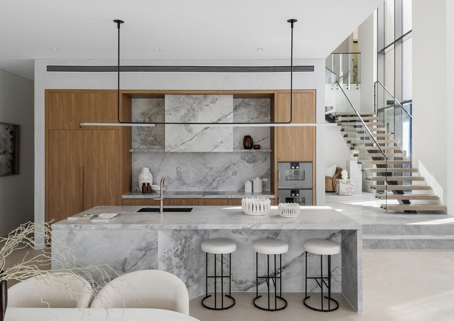 Natural stone kitchen and custom joinery